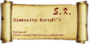 Simkovits Kornél névjegykártya
