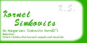 kornel simkovits business card